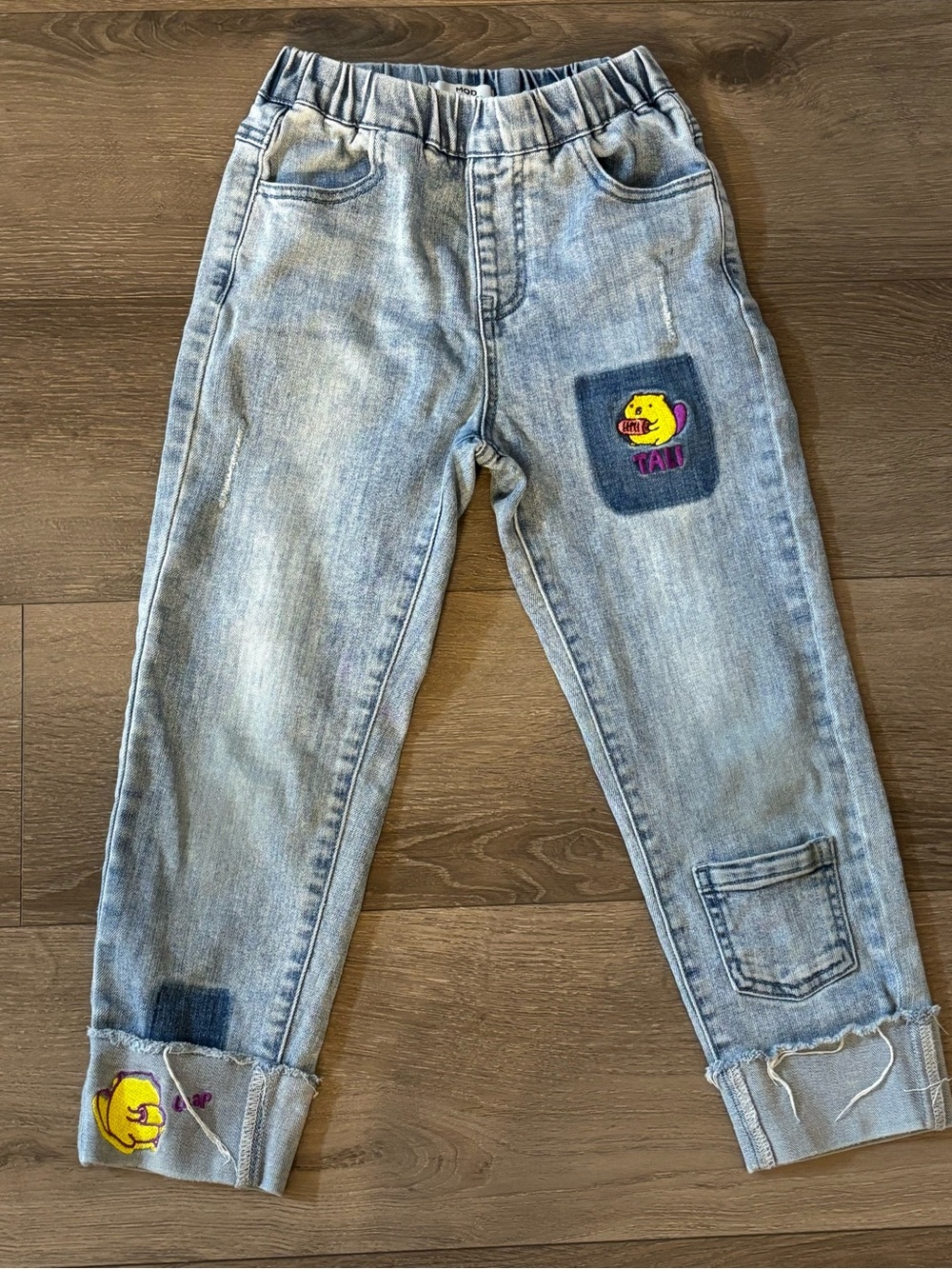 Light Wash Denim Kids Jeans with Fun Patch